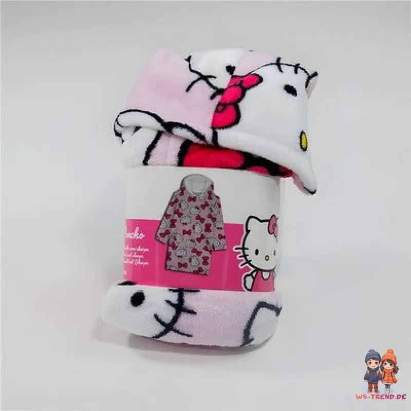 Hello Kitty Kuschelponcho Kuscheldecke mit Ärmeln Kapuze Tasche S-L - WS-Trend.de