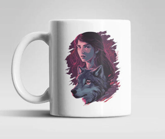 Girl with Wolf Kaffeetasse Teetasse Geschenkidee - WS-Trend.de
