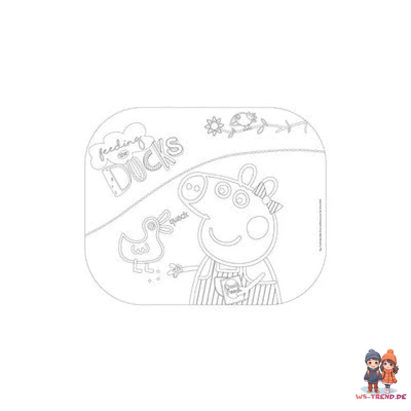 Peppa Pig Wutz Kinder Sonnenschutz fürs Auto – 2er Set mit Ausmalbild - WS-Trend.de