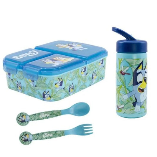 Bluey Bingo Kinder 4 teiliges Set Brotdose Trinkflasche Besteck - WS-Trend.de