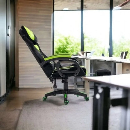 Gaming-Stuhl Drehstuhl verstellbare Rückenlehne 2 Kissen Fußstütze - WS-Trend.de