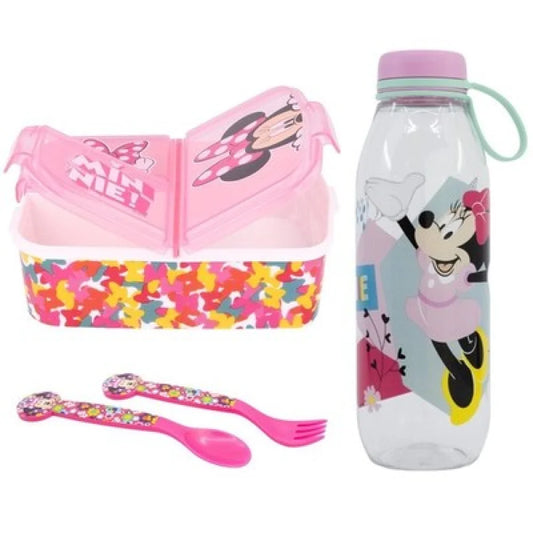 Disney Minnie Maus 4 tlg Lunch Set Brotdose Trinkflasche Besteck - WS-Trend.de