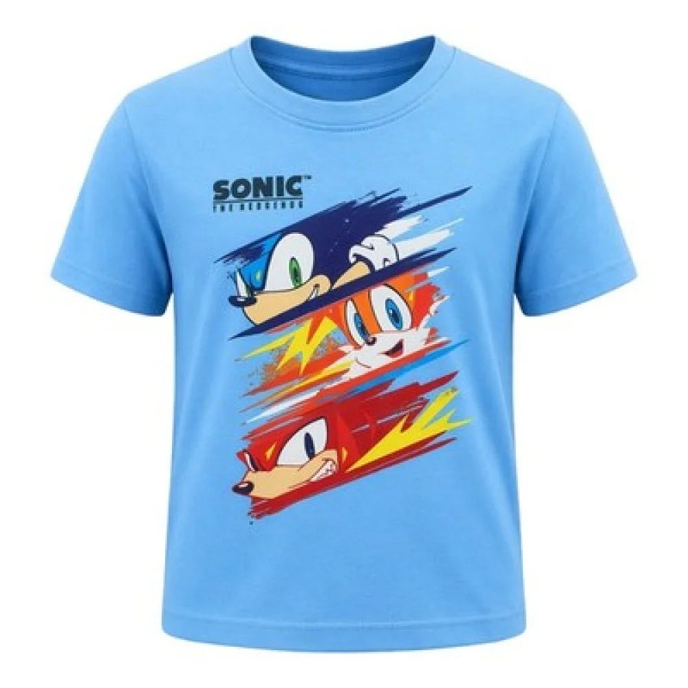 Sonic The Hedgehog Kinder Junge kurzarm T-Shirt Shirt 98-128 - Baumwolle - 104 Dunkeblau - WS-Trend.de