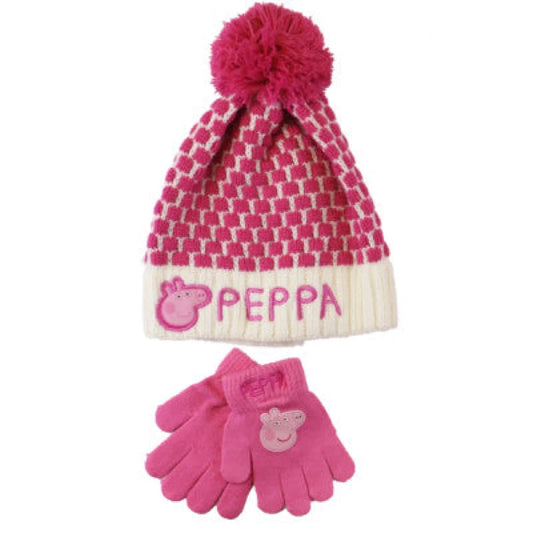 Peppa Wutz Pig 2er Set Kinder Wintermütze Mütze plus Handschuhe - WS-Trend.de