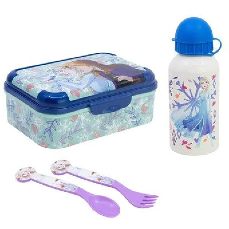 Disney Die Eiskönigin Elsa 4 tlg Kinder Set Brotdose Alu-Trinkflasche Besteck - WS-Trend.de