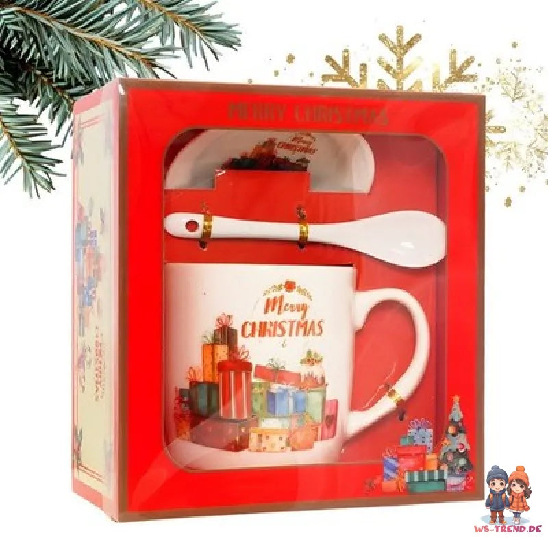 Weihnachten Christmas 3 tlg Set Kaffeetasse Teetasse Tasse Löffel Untertasse - WS-Trend.de