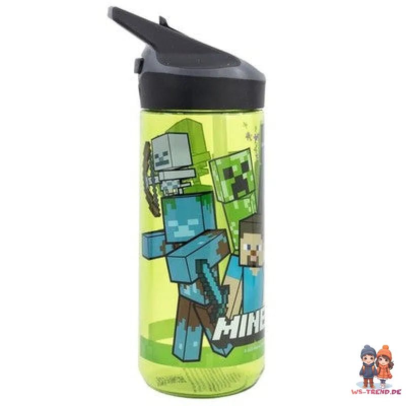 Minecraft Steve Alex Creeper Trinkflasche Flasche 620 ml. Haltegriff und Halm - WS-Trend.de