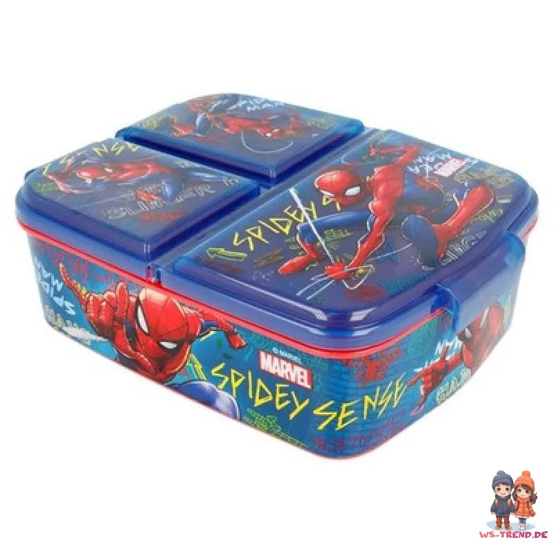 Marvel Spiderman 2 teiliges Kinder Set 3 Kammern Brotdose Alu Trinkflasche - WS-Trend.de