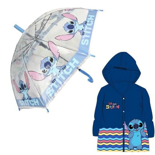 Disney Lilo und Stitch Kinder 2 tlg. Set Regenschirm Schirm Regenponcho WS Trend.de