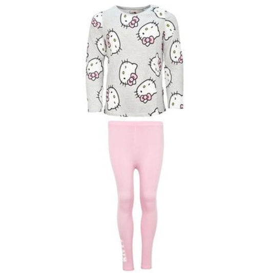 Hello Kitty Kinder Mädchen Schlafanzug Set – Rosa & Grau - WS-Trend.de