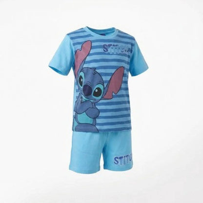 Disney Stitch Jungen Schlafanzug Pyjama Shirt Shorts Gr. 98-128 Baumwolle - 104 Dunkeblau - WS-Trend.de
