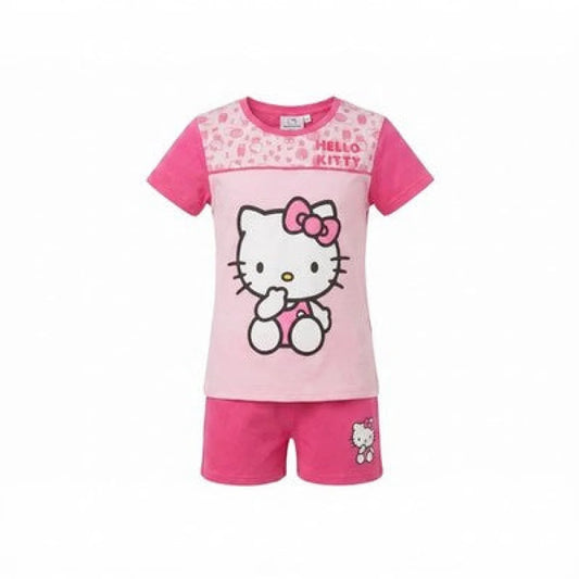 Hello Kitty Kinder Mädchen Schlafanzug Pyjama Shirt Shorts Gr. 98-128 Baumwolle - 104 Pink - WS-Trend.de
