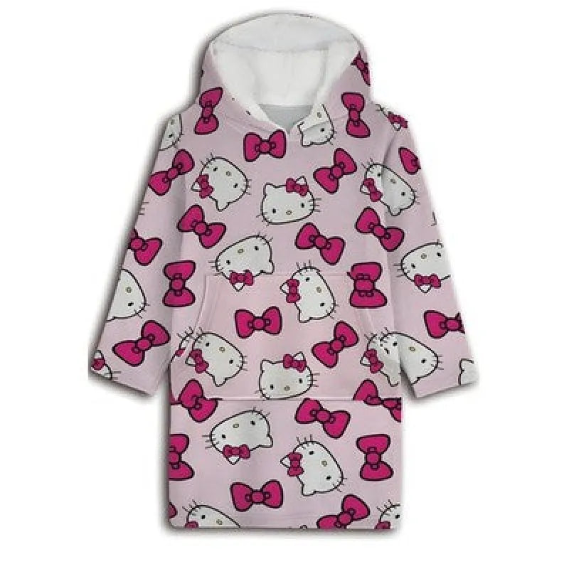 Hello Kitty Kuschelponcho Kuscheldecke mit Ärmeln Kapuze Tasche S-L - WS-Trend.de