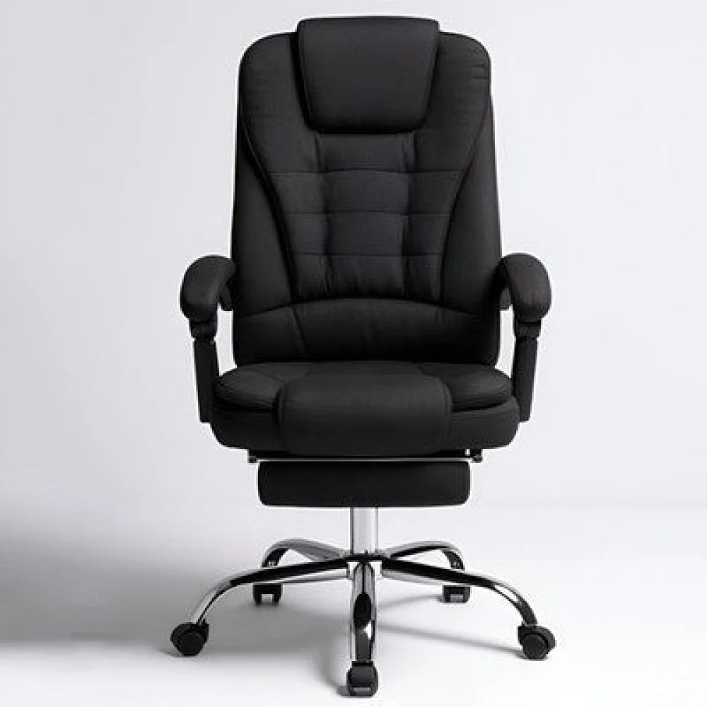 Bürostuhl Chefsessel Drehstuhl Schwarz (Stoff) – mit Fußstütze - WS-Trend.de