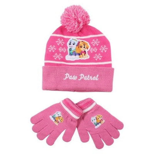 Paw Patrol Skye Kinder Winter Bommel Mütze mit Perlen plus Handschuhe - WS-Trend.de