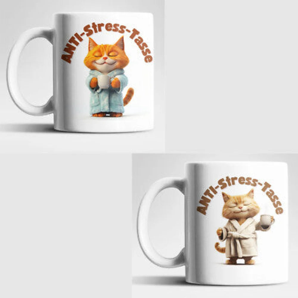 Anti Stress Katze Kätzchen 2er Set Kaffeetasse Teetasse Geschenkidee - WS-Trend.de