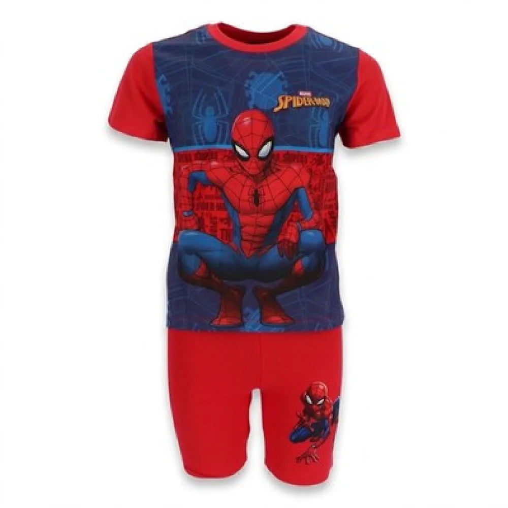 Marvel Spiderman Jungen Schlafanzug Pyjama Shirt Shorts Gr. 98-128 Baumwolle - Blau 104 - WS-Trend.de