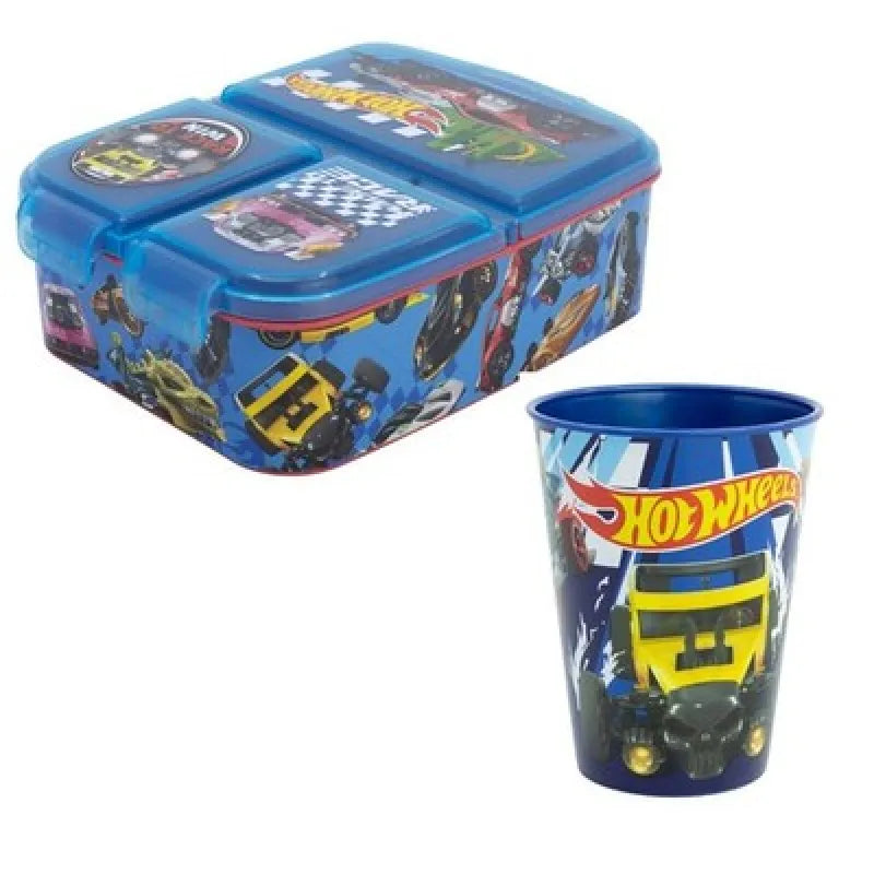 Hot Wheels Race 2 tlg. Lunch Set Brotdose 3 Kammer Becher 260 ml - WS-Trend.de