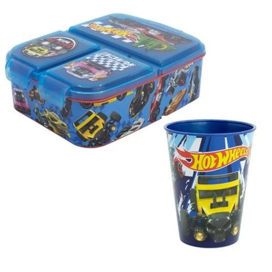 Hot Wheels Race 2 tlg. Lunch Set Brotdose 3 Kammer Becher 260 ml - WS-Trend.de