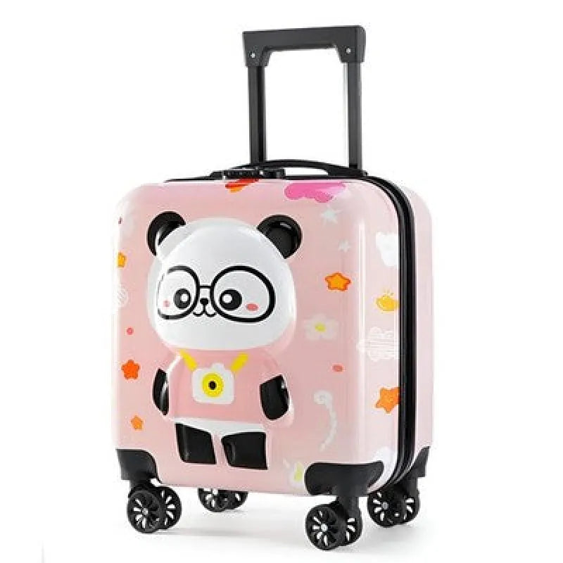 Panda 3D Kinder Trolley Kinderkoffer ABS Kindertrolley Jungen Mädchen 44x36x24 - Rosa - WS-Trend.de