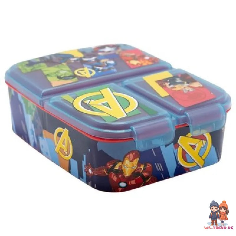 Marvel Avengers Kinder Set 2 tlg 3 Kammern Brotdose Alu-Trinkflasche 530 ml - WS-Trend.de