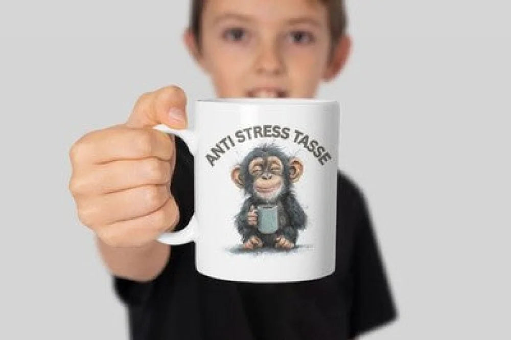 Anti Stress Schimpanse Kaffeetasse Teetasse Tasse Geschenkidee - WS-Trend.de