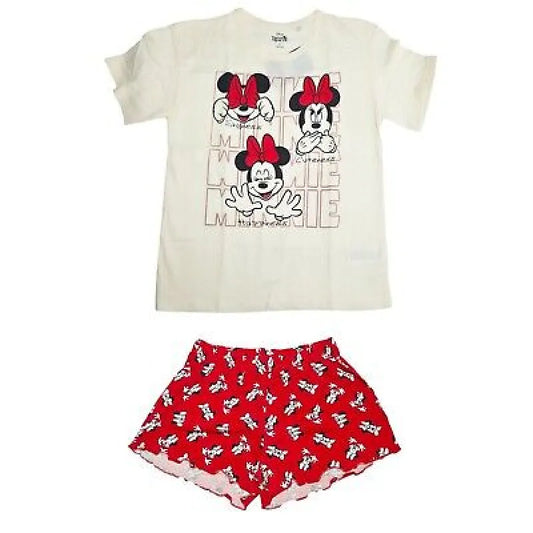 Disney Minnie Maus Damen kurzarm Pyjama Schlafanzug Shorts Shirt 100% Baumwolle WS Trend.de