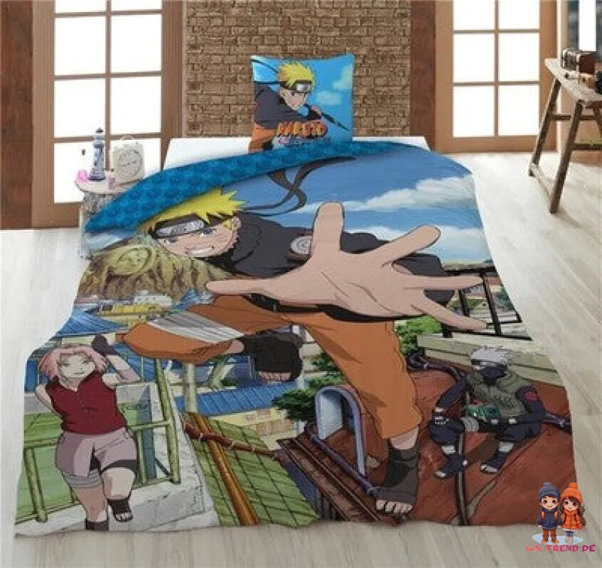 Naruto Shippuden Sasuke Sakura Bettwäsche Baumwolle 2tlg Set 135-140x200 65x65 - WS-Trend.de