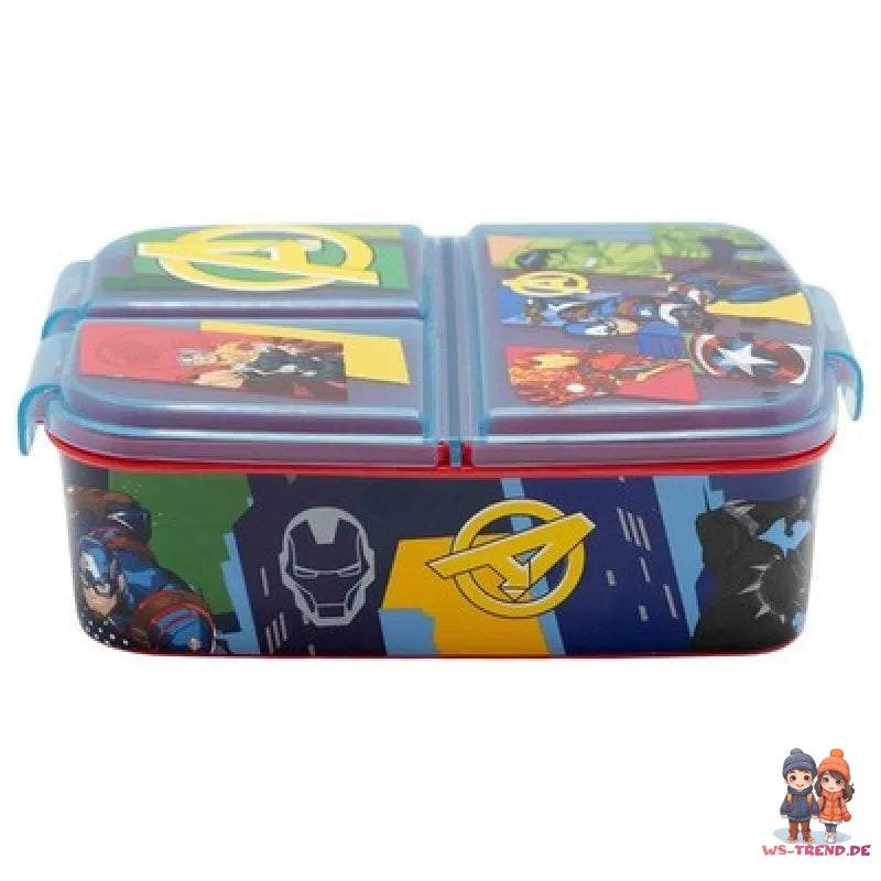 Marvel Avengers Kinder Set 2 tlg 3 Kammern Brotdose Alu-Trinkflasche 530 ml - WS-Trend.de