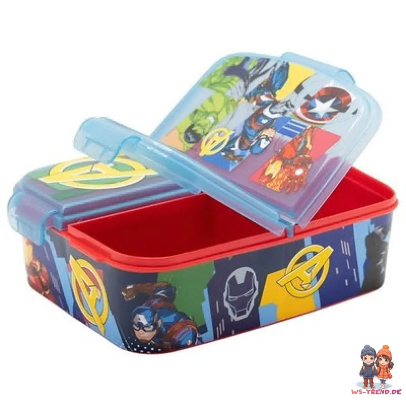 Marvel Avengers Kinder Set 2 tlg 3 Kammern Brotdose Alu-Trinkflasche 530 ml - WS-Trend.de