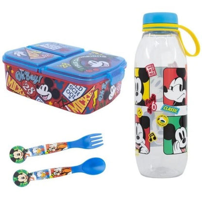 Disney Mickey Maus 4 tlg Lunch Set Brotdose Trinkflasche Löffel Gabel - WS-Trend.de