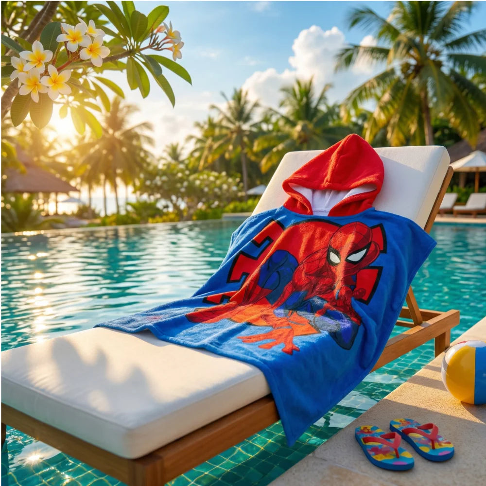 Marvel Spiderman Kinder Mikrofaser Poncho Badeponcho mit Kapuze - WS-Trend.de