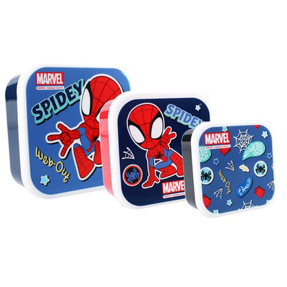 Marvel Spiderman Spidey 4 tlg Kinder Set 3x Snackbox XL Alu Trinkflasche 500 ml - WS-Trend.de