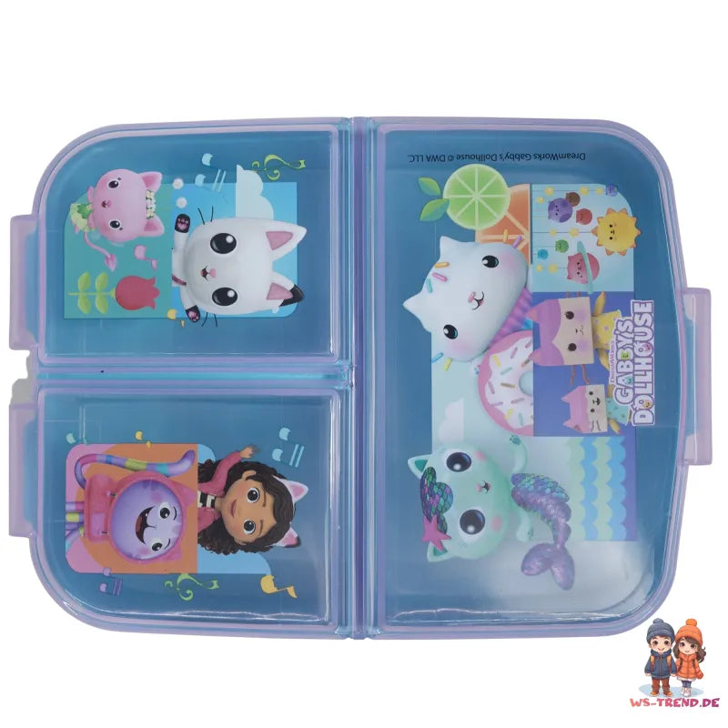 Gabbys Dollhouse Kinder 3 tlg Set Brotdose Kammern Trinkbecher Becher - WS-Trend.de