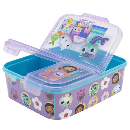 Gabbys Dollhouse Kinder 4 tlg Set Brotdose 3 Kammern Alu-Trinkflasche Besteck - WS-Trend.de