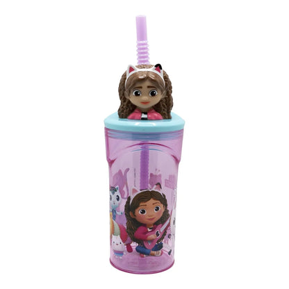Gabbys Dollhouse 3D Kinder Mädchen Trinkbecher Becher mit Halm 360 ml - WS-Trend.de