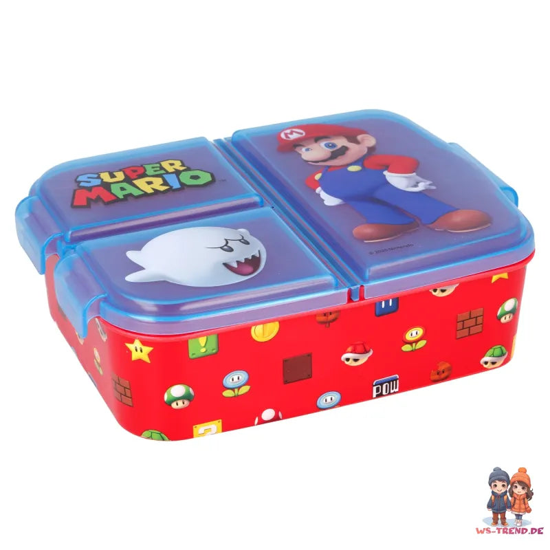 Super Mario Luigi Kinder 4 teiliges Set Brotdose - Gabel Löffel Alu-Trinkflasche - WS-Trend.de