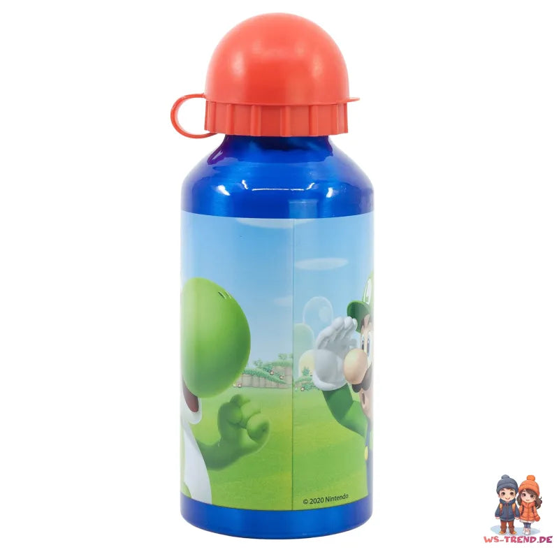 Super Mario Luigi Kinder 4 teiliges Set Brotdose - Gabel Löffel Alu-Trinkflasche - WS-Trend.de