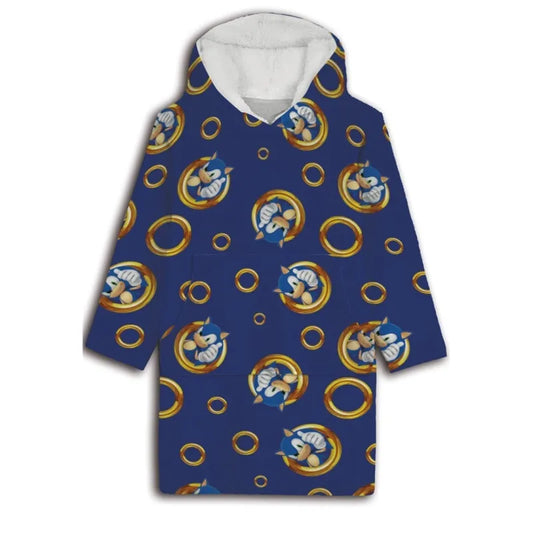 Sonic the Hedgehog Herren Kuschelponcho Kuscheldecke mit Ärmeln Kapuze Tasche - WS-Trend.de