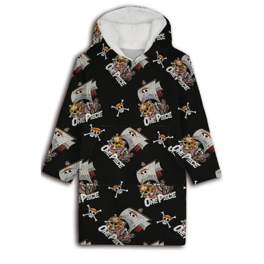 One Piece Ruffy Herren Kuschelponcho Kuscheldecke mit Ärmeln Kapuze Tasche - WS-Trend.de