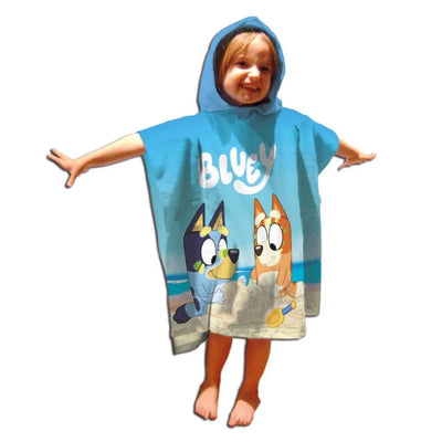 Bluey & Bingo Kinder Badeponcho 55x110 cm – Mikrofaser Poncho-Badetuch mit Kapuze, schnelltrocknend & leicht – Strandponcho/Poolponcho für Kinder – 100% Polyester - Ansicht 2