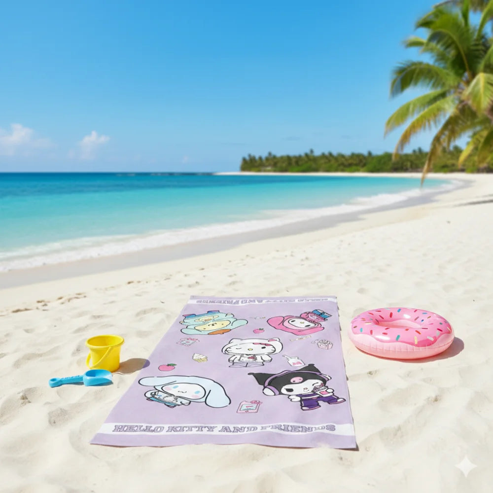 Hello Kitty Kuromi XXL Strandtuch Handtuch Badetuch 90x170 cm 100% Baumwolle - WS-Trend.de