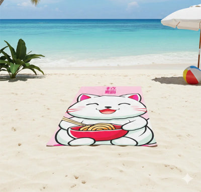Kawaii Katze Japan Mikrofaser Strandtuch Badetuch 70x140 cm - Ansicht 2