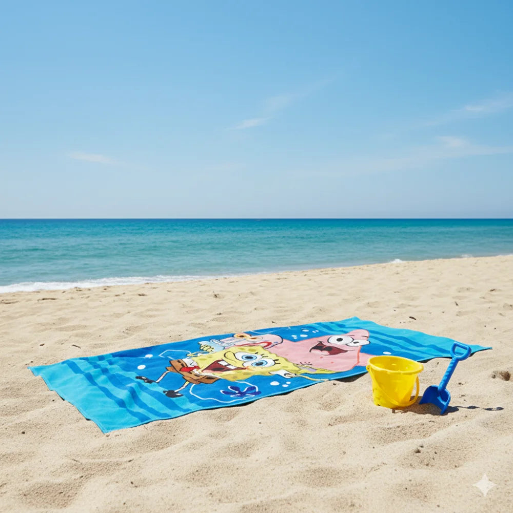 Spongebob Schwammkopf Mikrofaser Badetuch Strandtuch XL 70x140 cm - WS-Trend.de