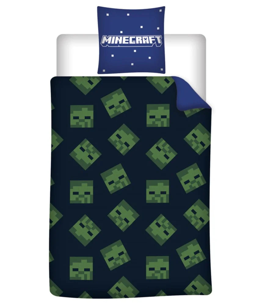Minecraft Gamer Creeper Kinder Bettwäsche 2tlg. Set 135-140x200 65x65 - WS-Trend.de