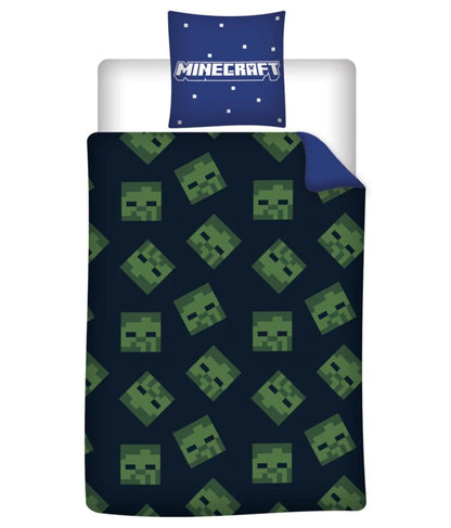 Minecraft Gamer Creeper Kinder Bettwäsche 2tlg. Set 135-140x200 65x65 - WS-Trend.de