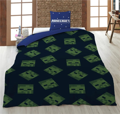 Minecraft Gamer Creeper Kinder Bettwäsche 2tlg. Set 135-140x200 65x65 - WS-Trend.de