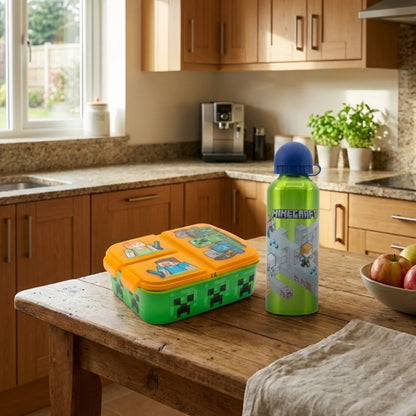 Minecraft Kinder 2 tlg Set 3 Kammern Brotdose XL Alu-Trinkflasche 530 ml - WS-Trend.de