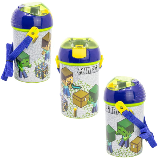 Minecraft Creeper Steve Alex Wasserflasche Trinkflasche Flasche Tragegurt 450 ml - WS-Trend.de