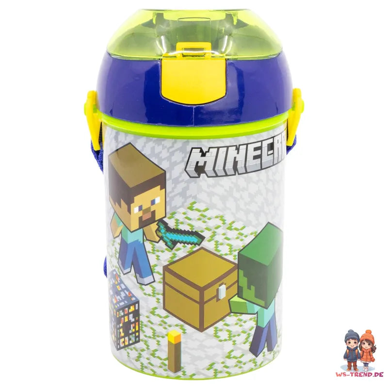 Minecraft Creeper Steve Alex Wasserflasche Trinkflasche Flasche Tragegurt 450 ml - WS-Trend.de